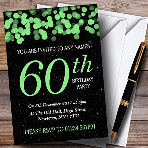 Персонални Покани на парти в чест на 60-годишнината на Green Bokeh & Stars