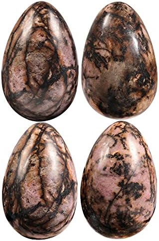 SUNYIK Комплект от 4 Полирани Кристални Яйца от камък Безпокойство, Джобен Комплект Камъни за лечение на Дланите за Облекчаване