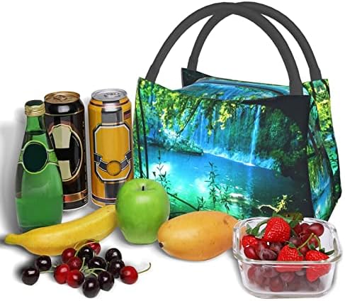 Чанта за обяд с водно принтом Evealyn Waterfall - Обяд-Бокс Преносими богат на функции Термоизоляционная чанта, Подходяща за пикници, пътувания в офис