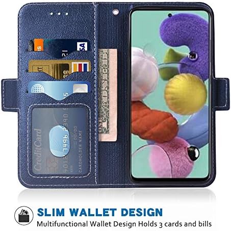 Съвместимост с Samsung Galaxy A51 2020 4G Калъф-портфейл с панти капак-фолио, отделения за кредитни карти, изкуствена