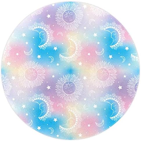 LLNSUPPLY Голям Размер на 4 Фута през Цялата Детски Мат площадка Galaxy Opal Sun Moon Подложка за детска Нескользящий