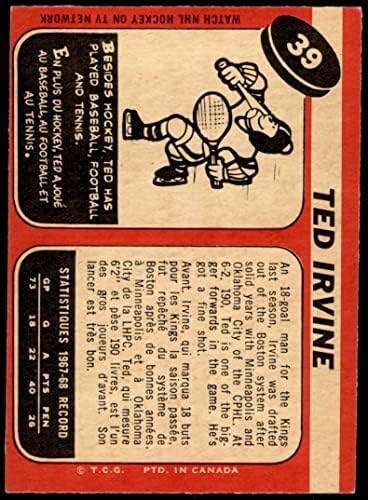 1968 O-Pee-Chee # 39 Тед Ъруин Кингс-Хокей на лед (Хокей на карта) VG/БИВШ Кингс-Хокей на лед