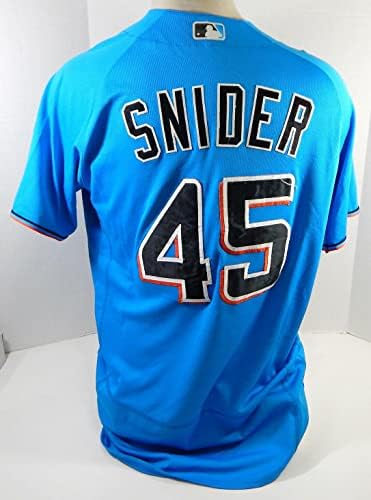 Маями Марлинз Снайдер #45 Използвана в игра Синя Риза 46 DP22188 - Използваните В играта Тениски MLB