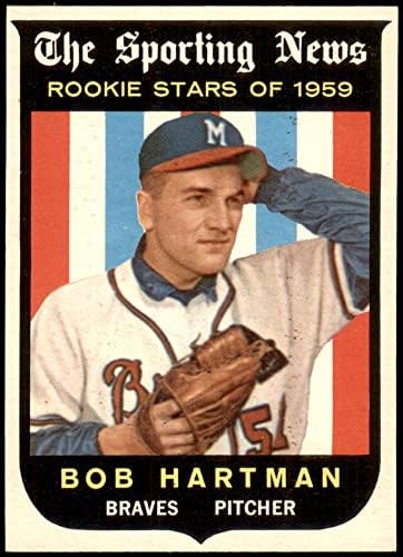 1959 Topps 128 Боб Хартман Милуоки Брейвз (Бейзболна карта) в Ню Йорк+ Брейвз