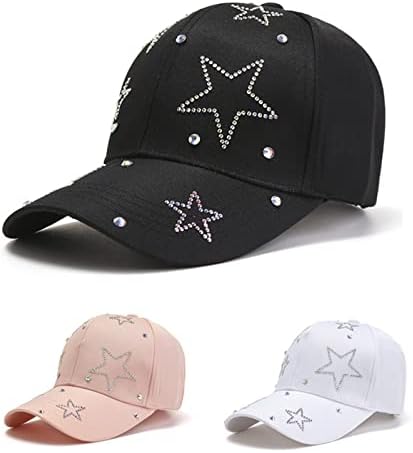 Дамски Реколта бейзболна шапка в Стил Ретро със Звездите, Украсени със Скъпоценни Камъни, Лъскави Памучен Шапка С сенника,