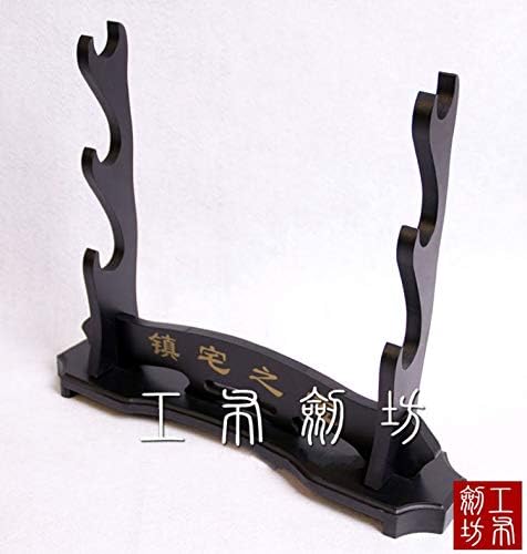 jiaoguo 3 Слоя Къща Съкровище Самурайски Меч Катана Вакидзаси Танто Поставка Притежателя Дисплей Подкрепа Черен