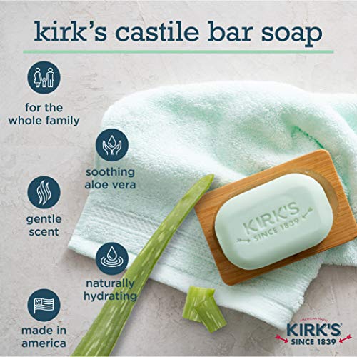 Kirk's Castile Bar Сапун Чист сапун за мъже, жени и деца | Кокосово масло премиум клас | Веганская формула за чувствителна