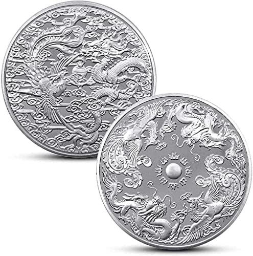 Честит Звяр Тотем Дракон със сребърно покритие Възпоменателни Монети Дракон и Феникс Монети Чэнсян Зодиакални Дракон