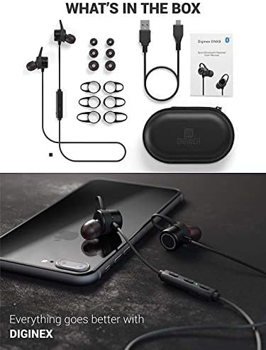 Слушалки Diginex Bluetooth Безжична Магнитна Слушалка Спортни слушалки за джогинг Водоустойчиви слушалки IPX7 9 Часа възпроизвеждане на Стереозвука висока точност и микроф