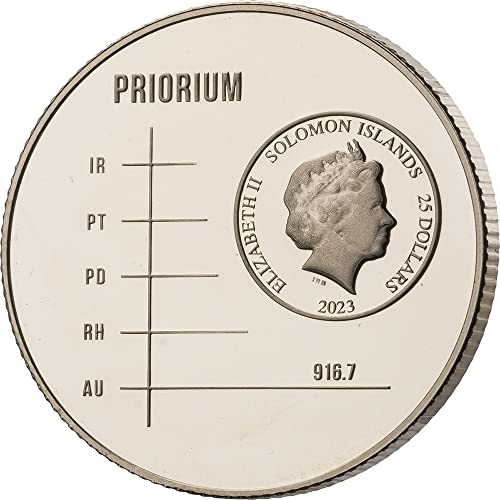 2023 DE Autitium PowerCoin Priorium Монета от Сверхзолотого златен сплав 25$ на Соломоновите Острови 2023 Proof