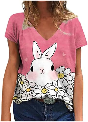 Великденски Ризи за Жени, Тениски с изображение на Заек, Сладка Тениска с Изображение на Заек, Летни Ежедневни Ризи с