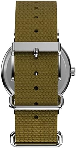 Мъжки часовник Timex Weekender 38 мм и сребрист корпус с Бял циферблат и зехтин филтър накладным каишка
