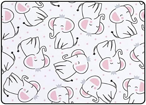 TOPCARPENTER килимче за детската Стая с Изображение Сладка Принцеса под формата на Слон, Подложка за Пода, Детски Игри Мат 7 'x 5' (80 x 58 инча) за Хола, Спалнята