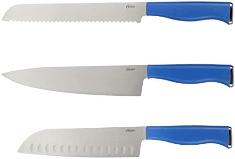 Комплект ножове за прибори за хранене от Неръждаема Стомана Oster Langmore от 15 теми С Черна Кутия – Класически Сини Химикалки
