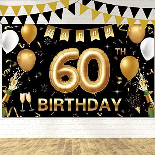 Банер в двора на 60-годишнината на раждане, Украса за Банери с 60-годишнината на раждане за жените /мъжете, Голям на Фона на 60-годишнината от раждането, Украса за парти?