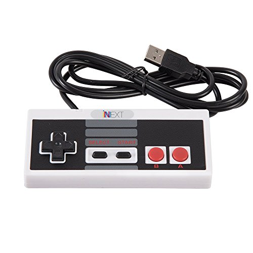 Класически USB контролер NES, USB контролер Famicom Joypad Gamepad PC с Windows / MAC (Сив / черен)