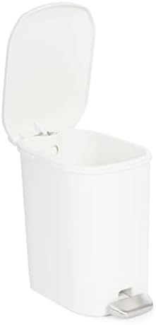 Компактно Пластмасово кошче за Боклук Basics за Баня от Стомана педал, Бяло, 6-литрова