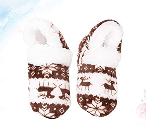 Amosfun/ Коледни Зимни Топли Чехли С Изображение на Елен, на Меки Подови Обувки Обувки, Дамски Обувки За Момичета, Дамски