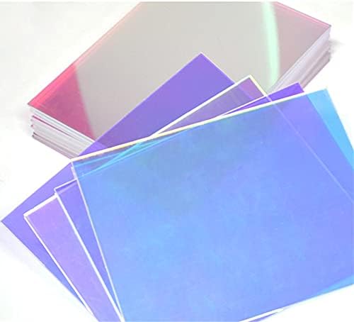 5 БР. Квадратен лист от акрил (PMMA) AB, квадратен лист от плексиглас, Переливающийся / Блестящ лист (двете страни са подобни на цветовете на дъгата) (дебелина 1,5 мм, 8 инча)
