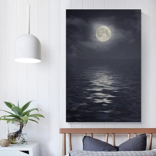 Съвременната Фотографска картина с изображение на Луната в морето, вътрешна Украса, Естетическа Картина, Платно, Стена