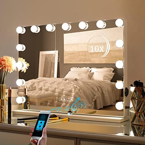 Огледало HOMPEN с подсветка и високоговорител Hollywood Vanity Mirror, чувствителен на Допир екран, 3 цветови режим Бескаркасное