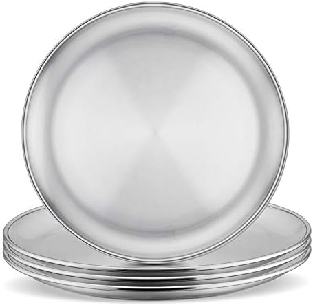 Чинии E-далеч от неръждаема стомана, определени от 4,8-инчов метални чинии за заведения за хранене малки деца, чудесно за самостоятелно хранене/пикник /къмпинг на отк