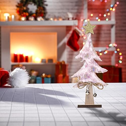 Esquirla Стоящи Коледно Дърво Тенис на вътрешна Декорация с Камбана 22 cm H за Празника на Прозореца на Работния Плот Коледен подарък, Розов