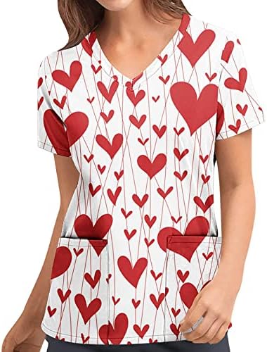 Blusa de диаметър de San Valentín de uniforme de oficina Superior против Cuello en V de Manga Corta de Verano para Mujer