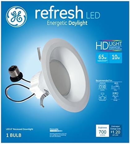 GE Lighting 68579 LED Refresh HD мощност от 10 W (смяна на 65 W), комплект 6-инчов вградени осветителни тела RS6 капацитет
