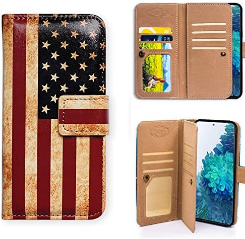 Чанта-портфейл Bcov Galaxy S20 FE 5G, Ретро Американски Флаг, Мултифункционален Кожен Калъф За телефон, флип-надолу Кутията
