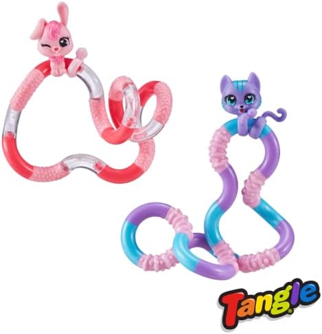 Домашни любимци Тангл Младши 2 комплекта Коте и Бъни - Играчки за непосед Tangle Fidget Pets - Подарък за непосед - Неспокойни