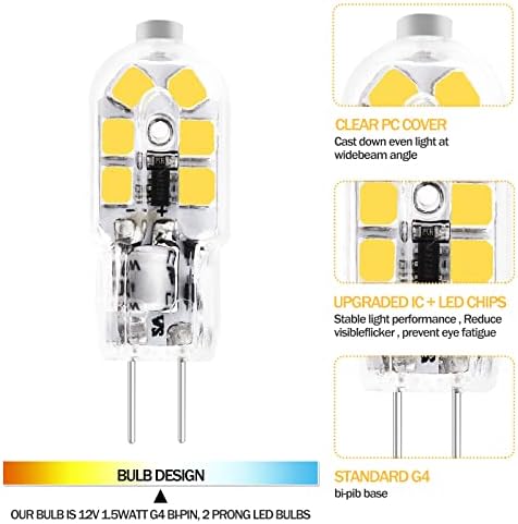 Led лампа Yucclim G4 12V - ниско напрежение поддържан лампи - Двухконтактное основата на JC T3 Тип WB01X10239 Аспиратор SB02300791 Led лампа за микровълнова повърхност (бял, 2 бр.)