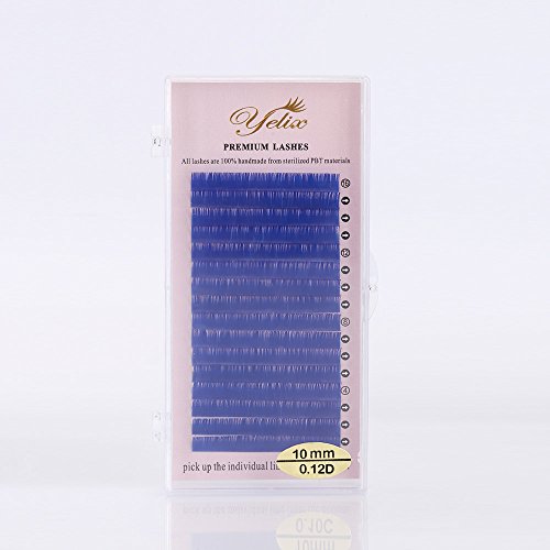 Сини Фалшиви мигли За изграждане на Професионални Индивидуални Цветни Мигли за грим Ръчно изработени от Yelix (дебелина