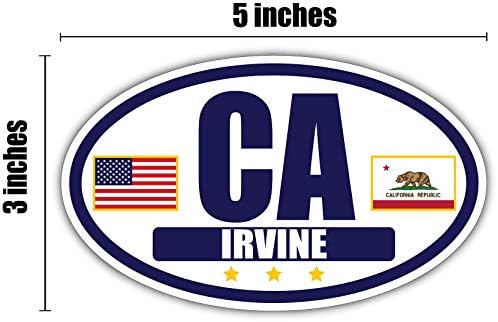 Флаг Калифорния /Американски Флаг Овалния 3 м Vinyl Броня Стикер Стикер | Тъмно Синьо и Златно Ървин, Калифорния Стикер