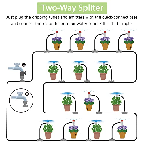 Bonviee 100 Фута Комплект за капково напояване, Быстроразъемная Система за поливане на градината за външни инсталации