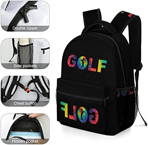 Вратовръзка Боядисват Golf Раница Bookbag със Сладък Забавна Печатна графика за Изучаване на книги и Пътувания