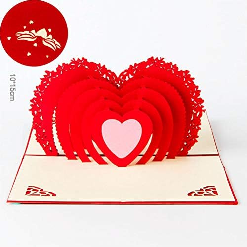 DOITOOL 2 елемента Модерен 3D Поздравительный Спомен за Свети Валентин е във формата на Сърце С Дизайн на Картички (Червен)
