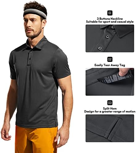 Мъжки ризи поло Haimont - Тениски за голф с къс ръкав и яка на Сухо, Намаляване, Бизнес Ежедневни Работни Поло, Абсорбиращи