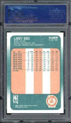 Карта на Лари Берда 1988-89 Fleer 9 PSA 10 (с леки драскотини по корпуса PSA) - Баскетболни карта, без подпис