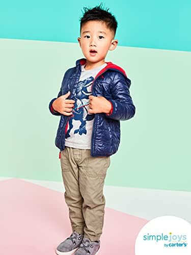 Комплект детски дрехи Simple Joys by Carter's, за бебета и малки момчета от 3 теми: Руното яке, риза с дълги ръкави и Тъкани панталони