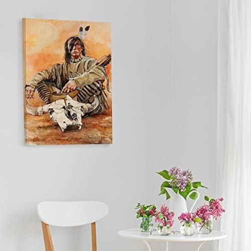 Плакати Изкуството на местните американски индианци, Плакат с Бичи Череп, Винтажное Монтиране на Изкуството, Платно, Стенно Изкуство за Хол, Спалня, Офис, Кухненски