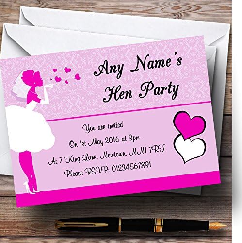 Пощенска Картичка Zoo Hot Pink Bride Hearts Персонални Покани За Моминско Парти