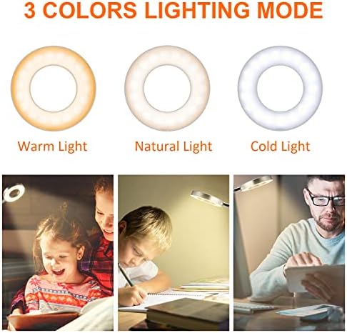 Лампи за четене с клипсами, 48 led USB-настолни лампи с 3 Цветови режими 10 на Яркостта на Лампата-скоба за книги със защита за очите, лампа-скоба с гъвкава гъши врата на 360