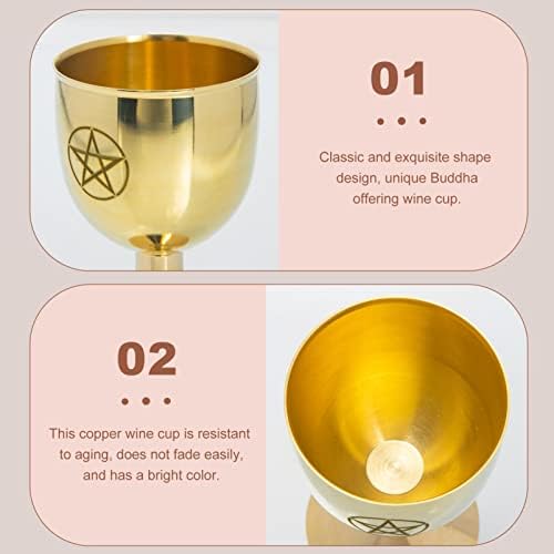 Материал за Йога TOPBATHY Месингови Будистки Чаши За Предлагане на Вода на Будистката Купа За Жертвоприношението Златен Мед, Приглашающая Поклонението на Богатството
