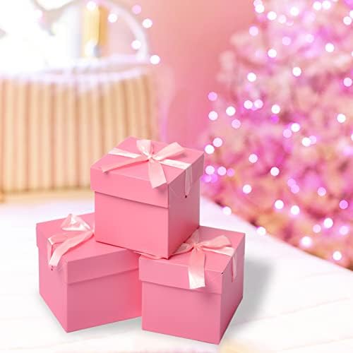 GP SUP 12 Бр. Квадратни Кутии с Капаци, Розови Кутии Подарък от Изработване на Рождени Дни, Коледа, Ден на Майката (Розов,