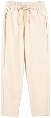 Шарени панталони MIASHUI за жени, ежедневни дамски летни памучни панталони-дворец с висока талия, широки къси панталони