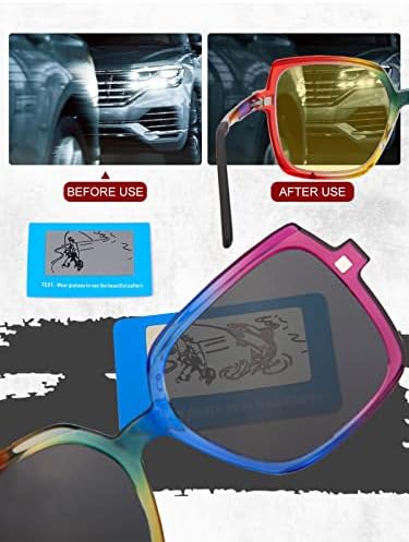 Jo Magnetic Големи Бифокални Очила за четене за мъже и Жени - Сини Слънчеви Очила за четене с блокиране на светлина и Нощни лещи (Цветни, 1,50 x)