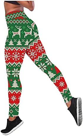 XXBR Коледни Панталони за Йога за жени, Коледни Гамаши за Йога с Принтом Снежинки, Подтягивающие Бедрата, Тренировка