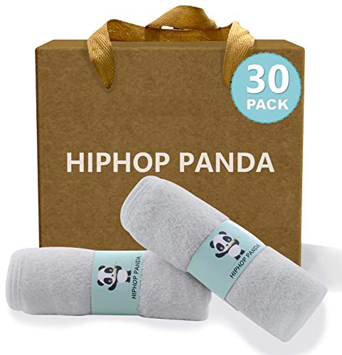 Детски Гъба хип-хоп PANDA Бамбук, 30 опаковки (Сив) - 2-Слойное Ультрамягкое Впитывающее Бамбуковое кърпа - Естествени за Многократна употреба Бебешки Кърпички за Нежна