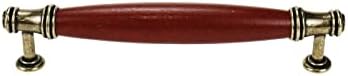 HEVSTIL 6 Опаковки Червени чекмеджета в Ретро стил, Централна Дръжка за шкаф с Отвор 3-3/4 инча, Прибиращи Дървени Дръжки